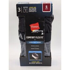 Hanes Men's Boxer Briefs 3 Pk Size SMALL Comfort Flex Fit Long Leg Pouch F11